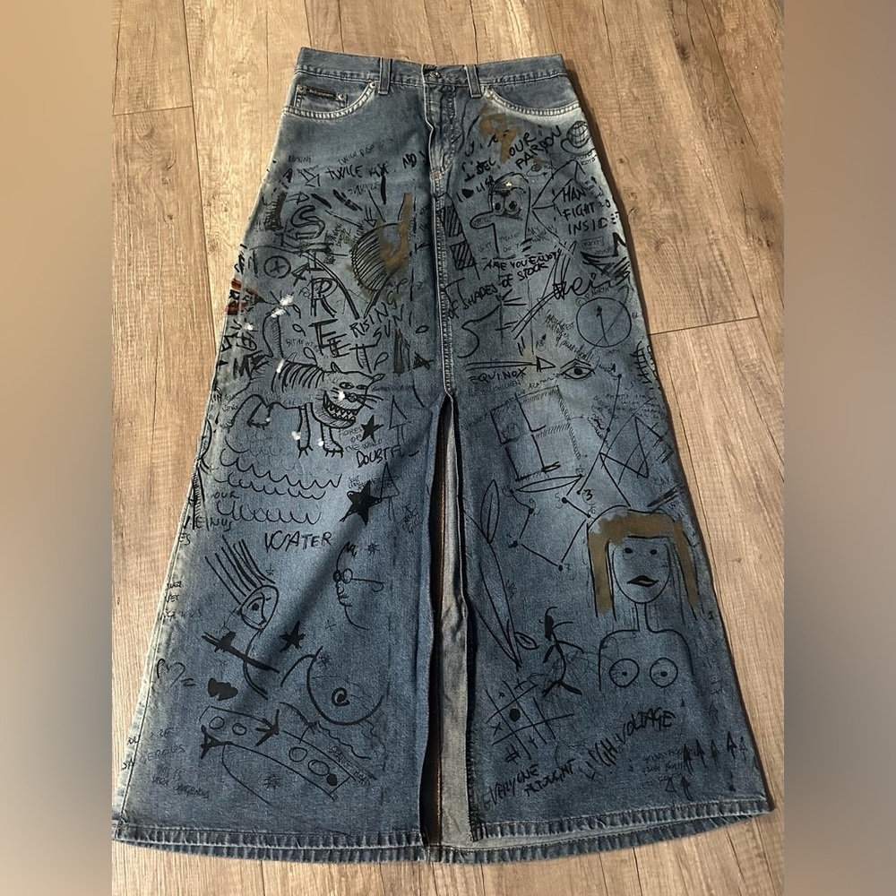 D&G Artistic Maxi Skirt in Black and Gray